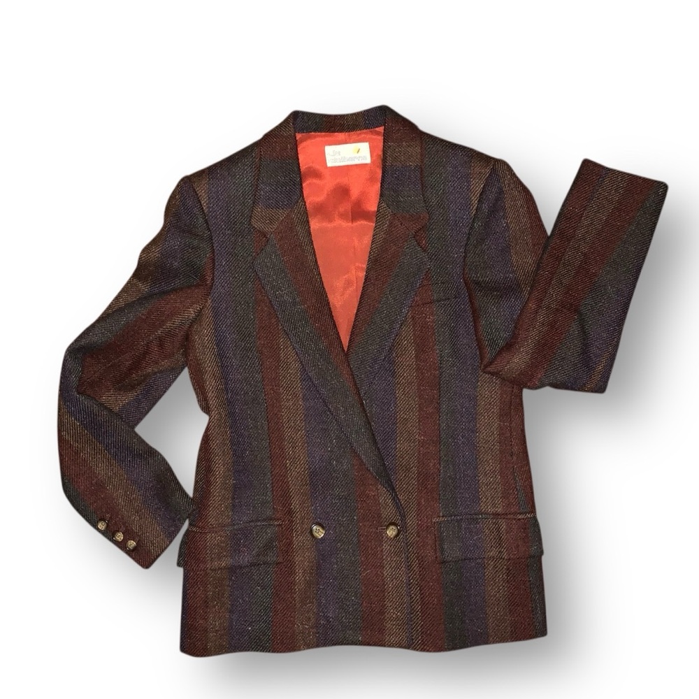v i n t a g e :: Unique 70s Striped Wool Tweed Blazer ILGWU Union - Picture 7 of 14